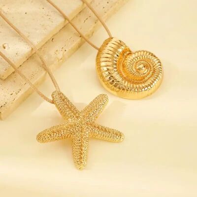 Exaggeraed Meal Sea Sar Conch Pendan Necklace Punk Adjusable
