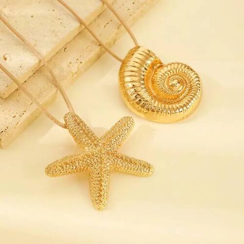 Exaggeraed Meal Sea Sar Conch Pendan Necklace Punk Adjusable