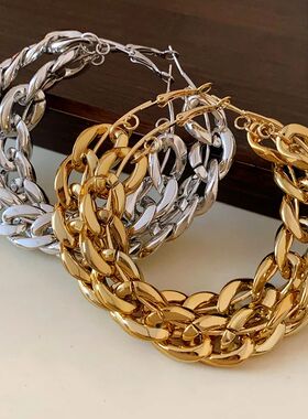 Vinage Meal Punk Large Hoop Earrings Twised Big Circle Round