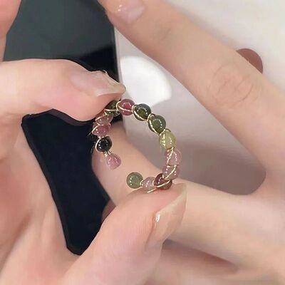 Naural Sone Rainbow Rings Fashion Rero Handmade Meal Wire Wi