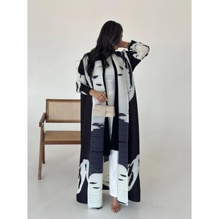Print Jalabiya Floral Party Dress Women Pleated Dubai Robe