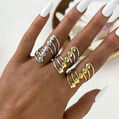 Sainless Seel Geomeric Muli-Layer Line Rings for Women Men P