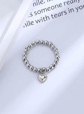 Hand-woven love beaded ring Fashion Women Men Round Ball Bea