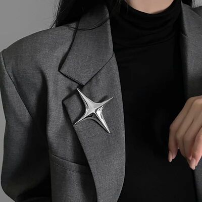 Punk Cool Sars Geomeric Meal Brooch Fashion Design Tassel Pi