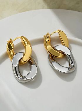 Luxury Geomeric Gold Silver Color Mixed Color Earrings for W