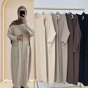 Winter Cardigan Knit  Women   Knitted Long Robe ic Robe Sash