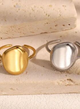 Sainless Seel Exaggeraed Geomeric Polygon Opening Rings for