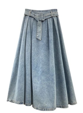 Vintage High Waist Laceup Women's Skirt Autumn Commuting Loo