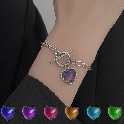 Mood Bracele Peach Hear Love Pendan Braceles Temperaure Conr