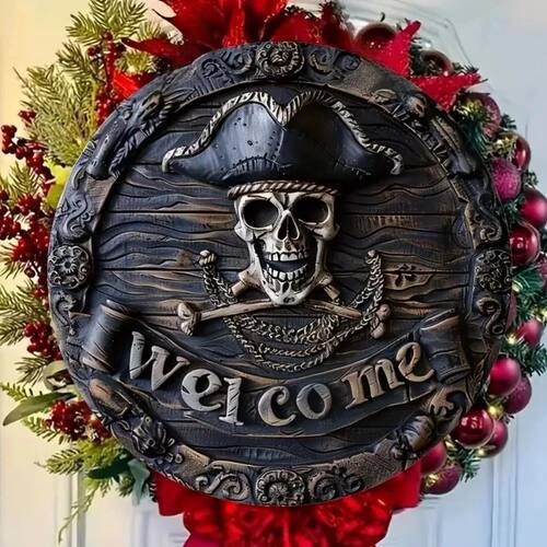 Transform your home door decor with this Pirate Skull Welcom