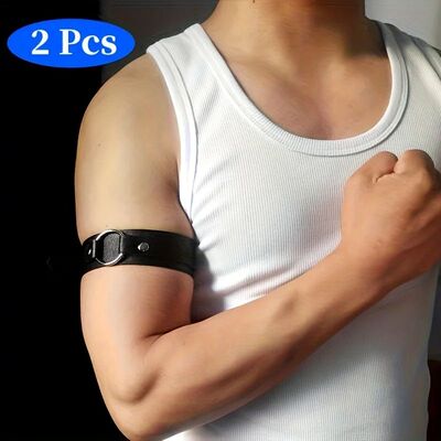2 Pcs Punk Hip Hop Sexy PU Leaher Fashion Men's Armband, Adj