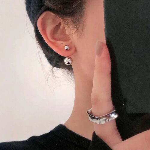 Two Ways To Wear Round Ball Metal Gold Color Earrings for Wo