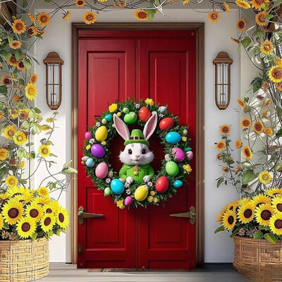 Easer Door  Door Decoraion Bunny Easer Egg Wreah Design Back