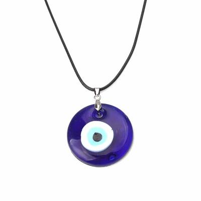 Vintage Turkish Evil Eye Pendant Choker Necklace Lucky Blue