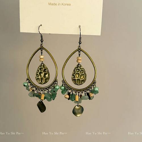 High sense irregular gravel fringed earrings fashion rero ni