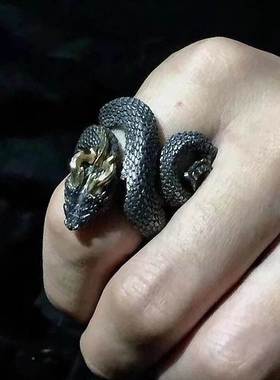 Vintage Charm Horned Snake Ring For Man Woman Aesthetic Punk