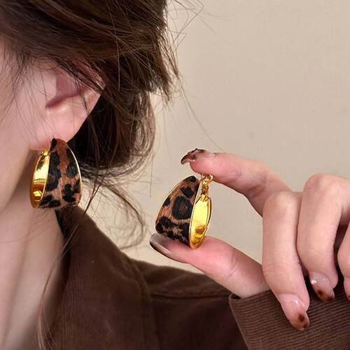 Fashion Sexy Leopard Geometric Circle Studs Earrings Women's
