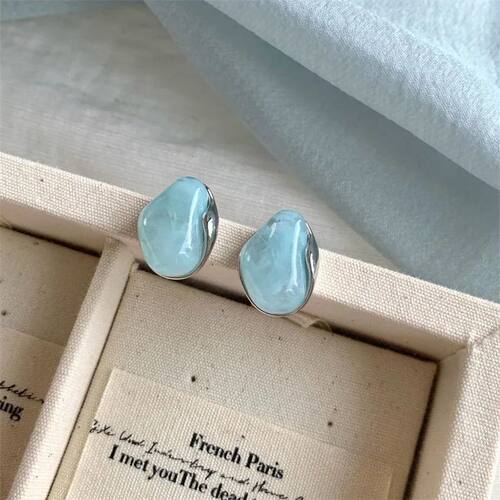 Irregular Smudging Resin Blue Jelly Ice Cute Geometric Bean
