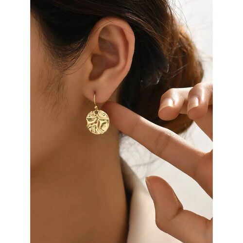 Textured Round Drop Earrings For Women