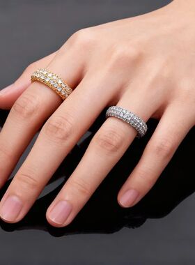 Hip Hop CZ Stone Paved Bing Iced Out Round Finger Rings for