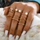 Bohemian Plated Matching Pearl Rings Gold Jewelry Sets