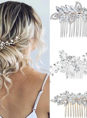 Crystal Pearl Tiaras Barrettes Hair Clips Hair Combs for Wed