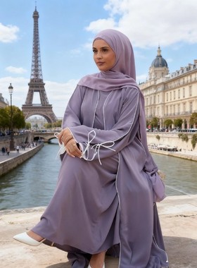 Open s Women Modest Dress   Sets 2 Piece Suit Jalabiya Lace