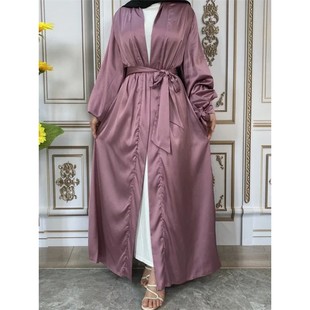Autumn Satin Lantern Sleeve Dress For Women Cardigan r Rob