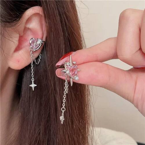 2023 new Sweet Cool Cute Pink Rhinestone Love Heart Earings