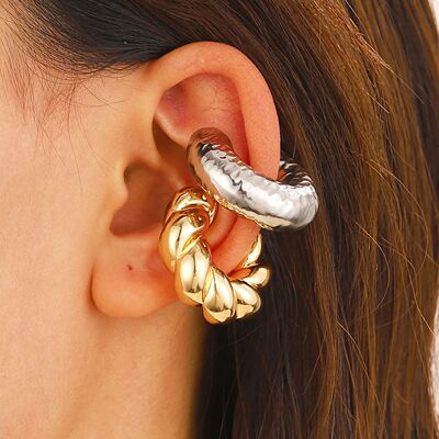 Punk Non Piercing Gold Color Clip Earring Chunky Ear Cuff Wo
