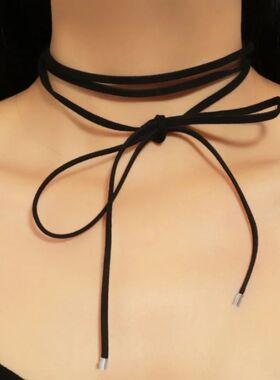 Vinage Long Velve Bowkno Choker Necklace for Women Elegan We