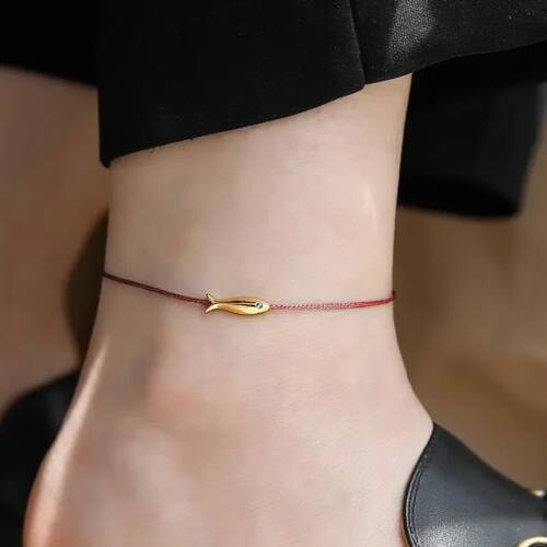 Red String Fish Ankle Adjustable Bracelet for Women Cute Fis