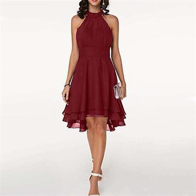 Irregular Double-Layer Sleeveless Skirt Ruffle Chiffon