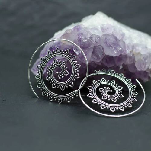 1Pair Exaggerated Alloy Indian Spiral Lotus Flower Surya Lea