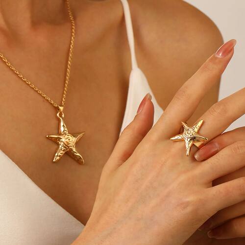 Metal Gold Color Irregular Vortex Starfish Embossed Thread P
