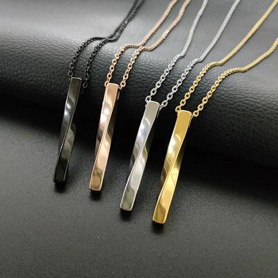 2023 Black Rectangle Pendant Necklace Men rendy Simple Stain