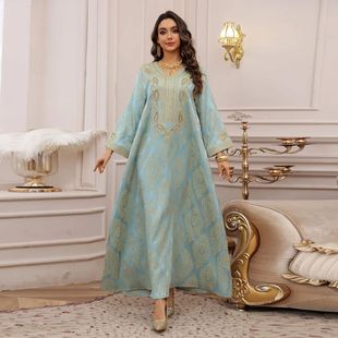 Dubai Luxury Pary Dress Jalabiya Cafan Gown Jacquard Long D
