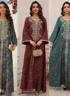 Middle Eas Dubai Evening Dress Jacquard Embroidery Dress Bea