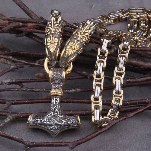 Men stainless steel Dragon head norse viking amulet thor ham