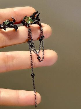 New Irregular Black Thorn Tassel Earbone Clip Earrings for W