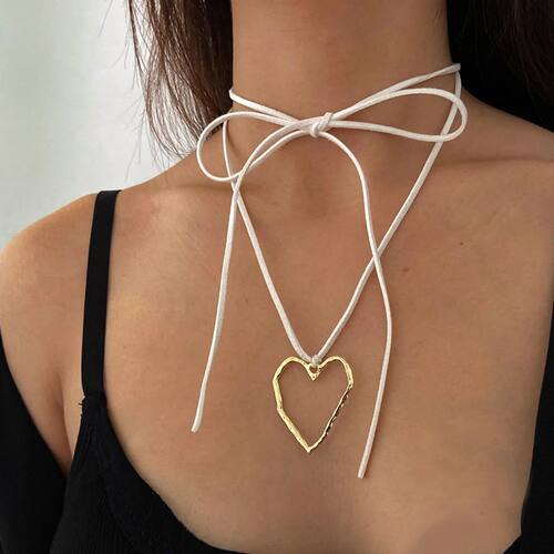 New Goh Black Velve Big Hear Pendan Choker Necklace for Wome