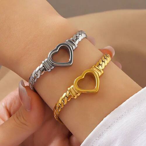 Stainless Steel Heart-Shaped Bracelet Waterproof Colorfast H