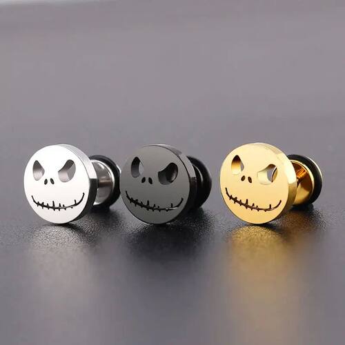 1 Pair Fashion Titanium Round Cake Stud Earrings For Men Wom