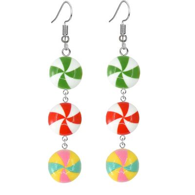 Creative Design Resin Christmas Candy Colored Pendant Earrin