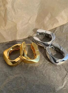 New Twised Recangle Hoop Earrings for Women Girls Korean Sim