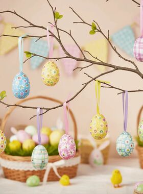 24Pcs Mulicolor Easer Egg Ornamens DIY Craf Handmade Hanging