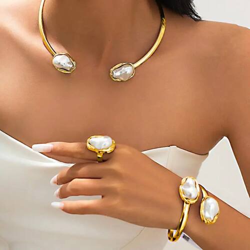 Vinage Irregular Baroque Pearls Necklace Braceles for Women