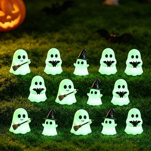 3/9Pcs Glow In Dark Ghost Mini Figurine Halloween Spooky Tab
