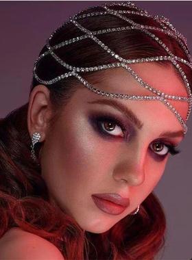 2023 Hollow Rhinestone Mesh Headpiece Wedding Head Chain Jew