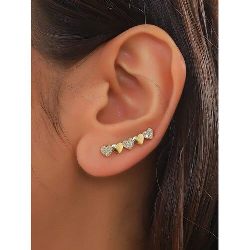 Heart Shape Rhinestone Stud Earrings For Women